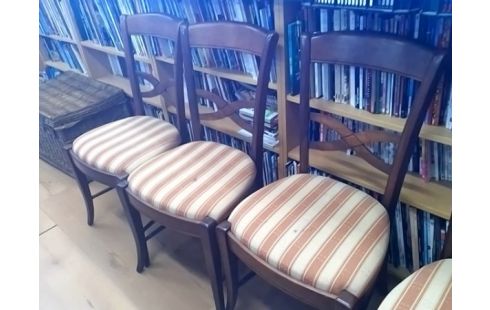 LOT DE 6 CHAISES MERISIER ASSISE TISSU