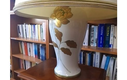 LAMPE A POSER GM BLANCHE AVEC FLEURS