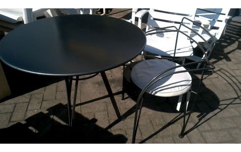 SALON DE JARDIN, , TABLE, , CHAISE NOIRE METAL