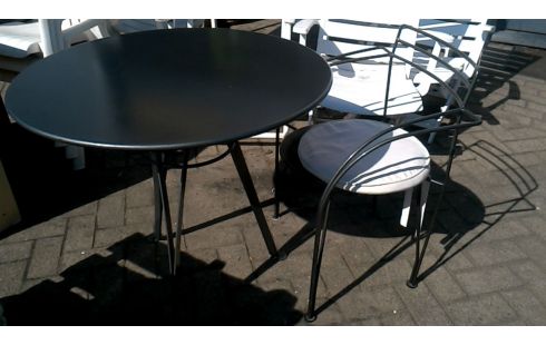 SALON DE JARDIN, , TABLE, , CHAISE NOIRE METAL