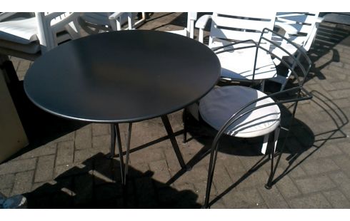 SALON DE JARDIN, , TABLE, , CHAISE NOIRE METAL