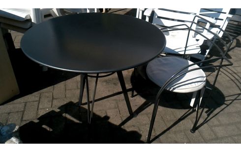 SALON DE JARDIN, , TABLE, , CHAISE NOIRE METAL