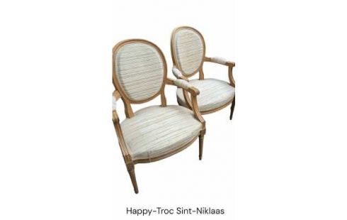 2 STOELEN STIJL LOUIS XIV STOF BEIGE