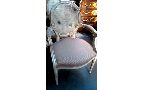 CHAISE BRANCHE STYLE LOUIS XIV BRUN TISSU