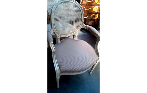 CHAISE BRANCHE STYLE LOUIS XIV BRUN TISSU
