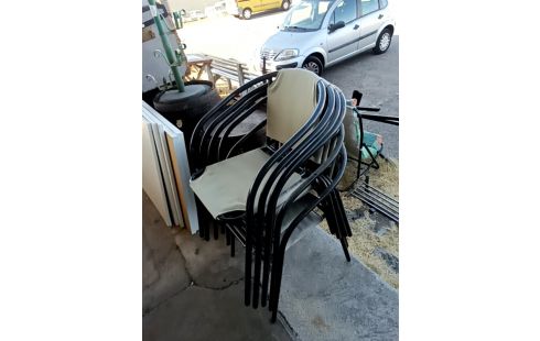 FAUTEUIL DE JARDIN MÉTAL ET TISSU LE LOT DE 6
