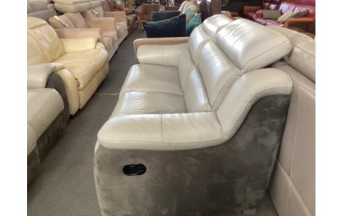 CANAPE RELAX 3 PLACES CUIR GRIS