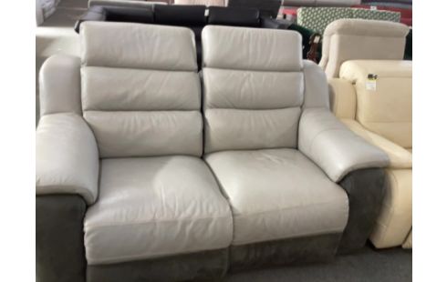 CANAPE RELAX MANUEL 2 PLACES CUIR GRIS