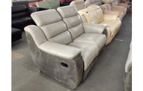 CANAPE RELAX MANUEL 2 PLACES CUIR GRIS