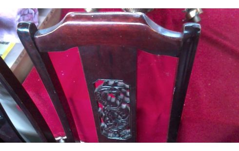 6 CHAISES ORIENTAL BORDEAUX VELOURS MET, , BOIS
