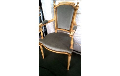 CHAISE BRANCHE STYLE LOUIS XVI BLEUE VELOURS