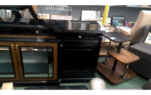 BUFFET BAS NOIR LAQUE 4 PORTES / 4 TIROIRS