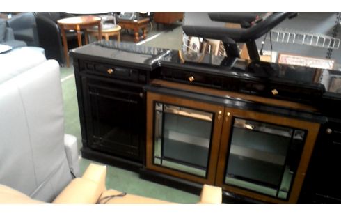 BUFFET BAS NOIR LAQUE 4 PORTES / 4 TIROIRS