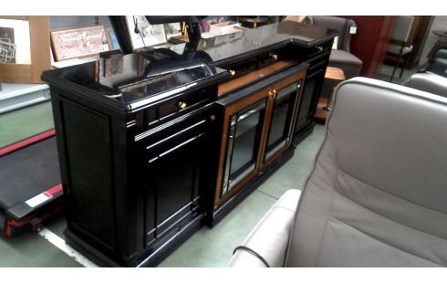 BUFFET BAS NOIR LAQUE 4 PORTES / 4 TIROIRS