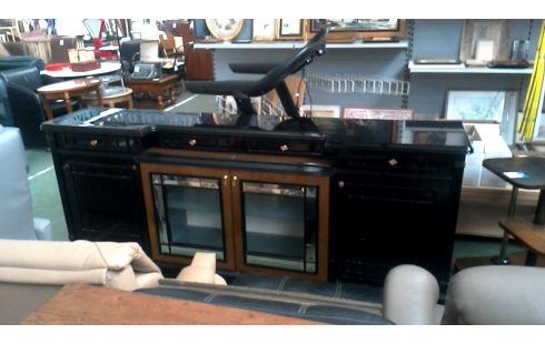 BUFFET BAS NOIR LAQUE 4 PORTES / 4 TIROIRS