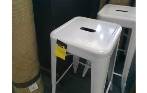 TABOURET METAL BLANC