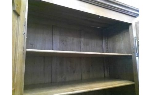 ARMOIRE BOIS 2P 1T AVEC ETAGERES (MANQUE FOND TIROIR)