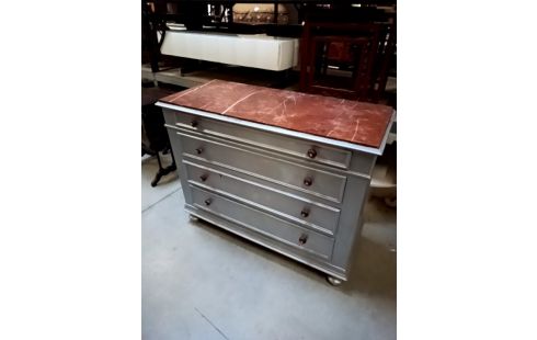 COMMODE 4 TIROIRS DESSUS MARBRE