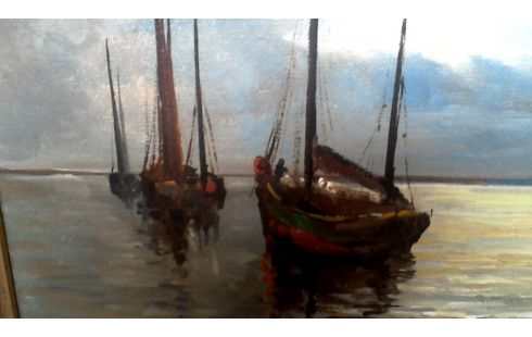SCHILDERIJ BOTEN GESIGNEERD  R.KLEIN