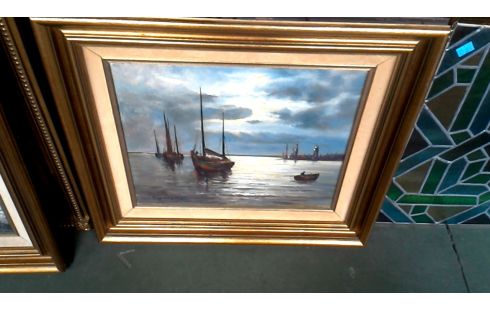 SCHILDERIJ BOTEN GESIGNEERD  R.KLEIN