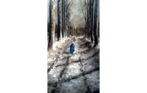 SCHILDERIJ WINTER VELDWEGEL