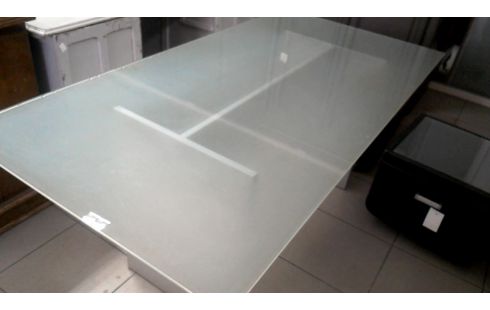 TABLE DE SALLE A MANGER GRIS FORMICA NATTE GLACE