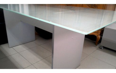 TABLE DE SALLE A MANGER GRIS FORMICA NATTE GLACE