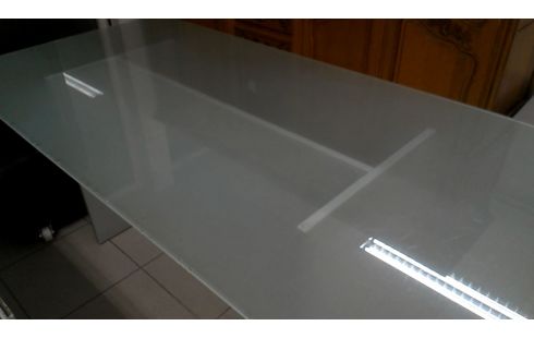 TABLE DE SALLE A MANGER GRIS FORMICA NATTE GLACE