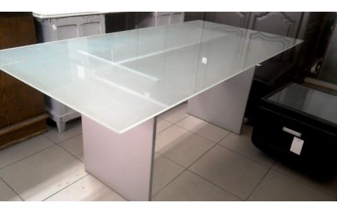TABLE DE SALLE A MANGER GRIS FORMICA NATTE GLACE