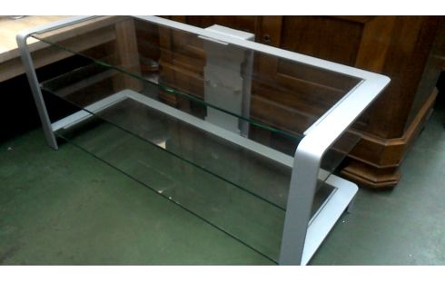 TV-MEUBEL GRIJS METAAL GLAS