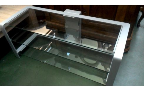 TV-MEUBEL GRIJS METAAL GLAS