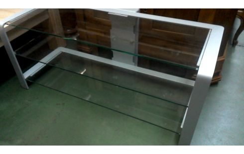 TV-MEUBEL GRIJS METAAL GLAS