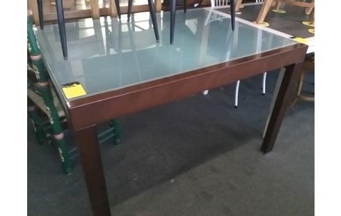 TABLE MODERNE AVEC PLATEAU VERRE AVEC ALLONGE