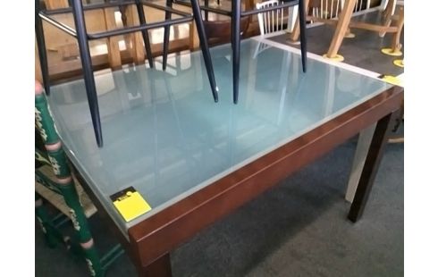 TABLE MODERNE AVEC PLATEAU VERRE AVEC ALLONGE