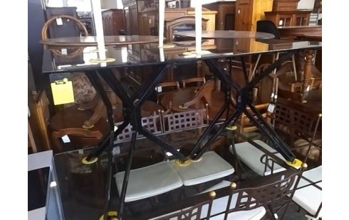 TABLE NOIRE PLATEAU VERRE