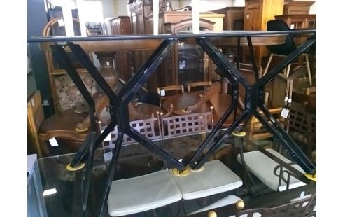 TABLE NOIRE PLATEAU VERRE