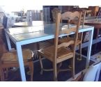 TABLE METAL PLATEAU VERRE