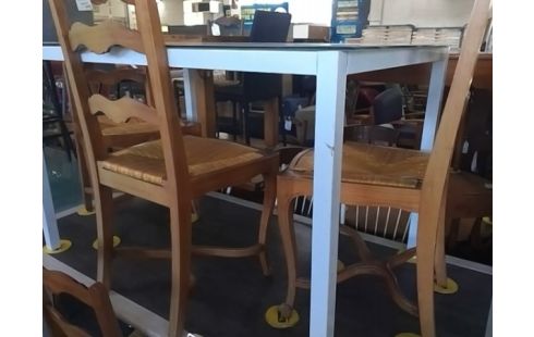TABLE METAL PLATEAU VERRE