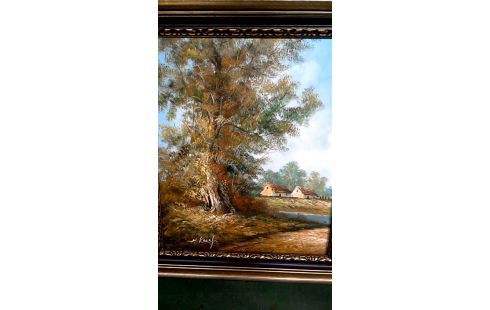 PEINTURE MET DEDICACE, , CADRE DORE