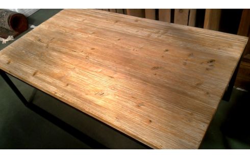 TABLE DE SALON NOIR METAL CERUSE, , BOIS