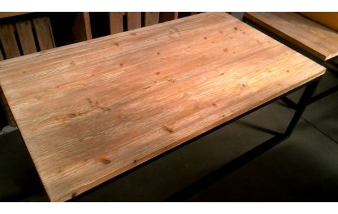 TABLE DE SALON NOIR METAL CERUSE, , BOIS