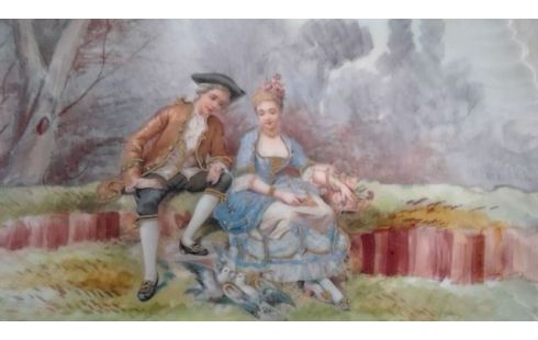 PLAT PORCELAINE  SCENE ROMANTIQUE
