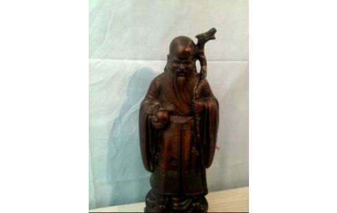 HOLZFIGUR ASIATISCH SHOU-LAO GESCHNITZT
