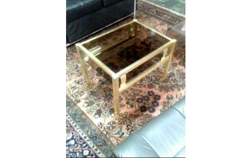 COUCHTISCH METALL GOLDF. 2-EB. DKL.GLAS
