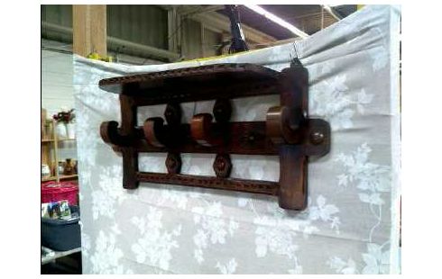 WANDGARDEROBE HOLZ DUNKEL 4-HAKEN
