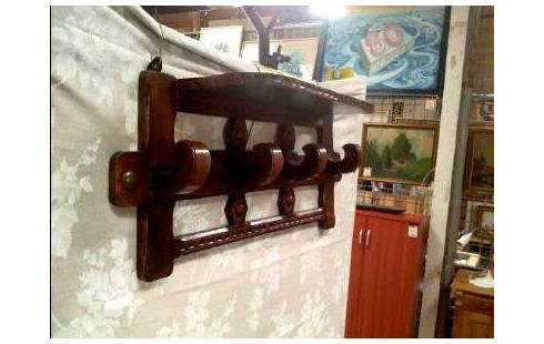 WANDGARDEROBE HOLZ DUNKEL 4-HAKEN