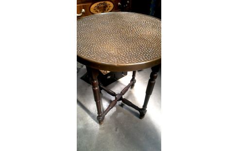 BIJZETTAFEL ROND HOUT KOPER