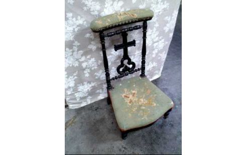 GEBETSSTUHL ANTIK HOLZ FLORAL BESTICKT