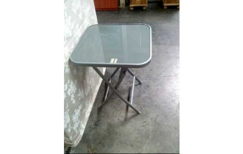 KLAPPTISCH METALL GLASOBERFLÄCHE GRAU