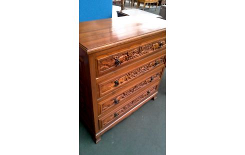 LADENKAST AZIATISCH TEAK SNIJWERK 4 LADEN